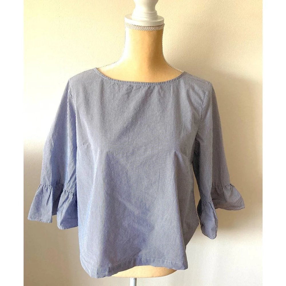 Madewell Striped Bell Sleeve Blouse Size Medium